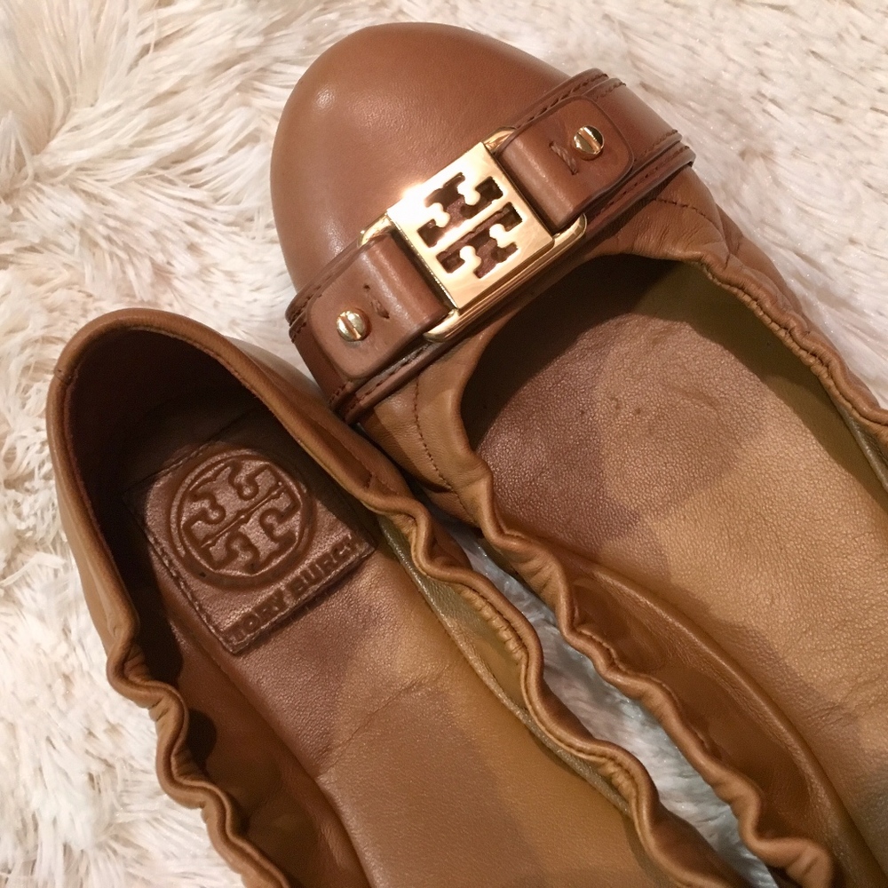 Tory Burch Royal Tan Ballet Clines Flats Reva 7.5